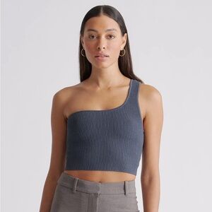 Quince Cropped One Shoulder Ribbed Knit Tank